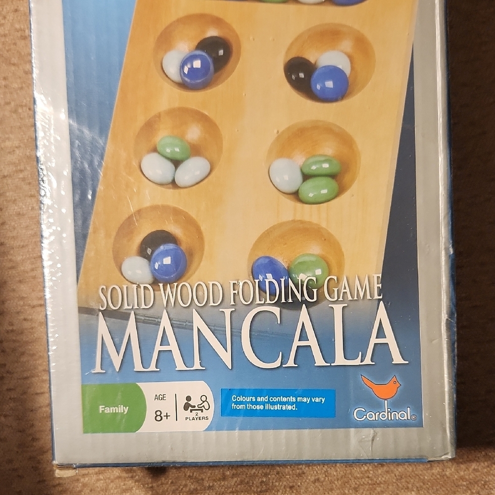 Solid Wood Folding Mancala Game - Blue, Green, Black, White NWT